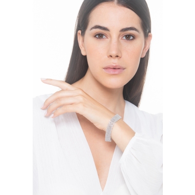 Bracciale a maglia morbida in oro 750 con diamanti