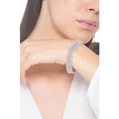 Bracciale a maglia morbida in oro 750 con diamanti