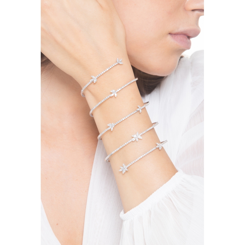 Bracciale semirigido in oro bianco 18k e diamanti