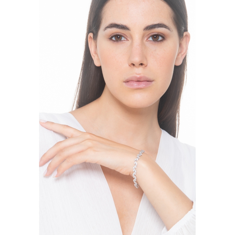 Bracciale in oro bianco 18k con diamanti, cm 17.5