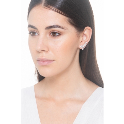 Orecchini design in oro bianco 750 con diamanti