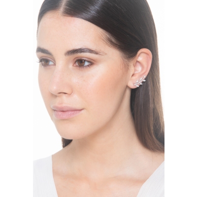 Orecchini a rametto in oro bianco 18k con diamanti