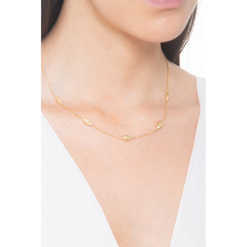 Collana in oro giallo 18k con navette godronate