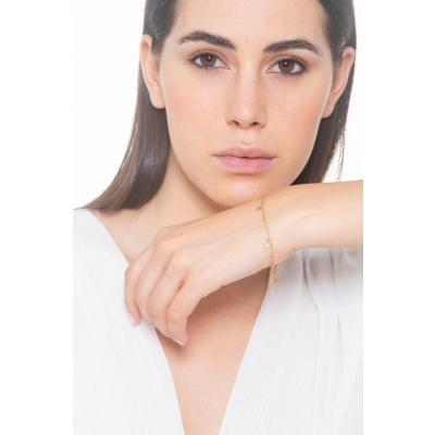 Bracciale in oro giallo 18k con charms stelline e campanella