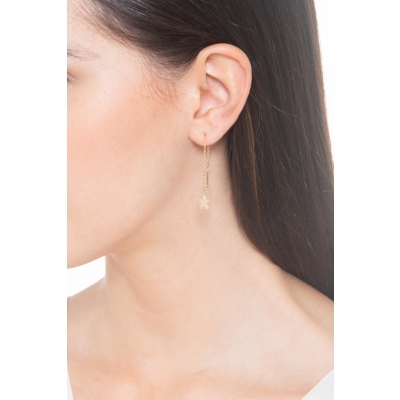 Orecchini saliscendi con stella in oro giallo 18k