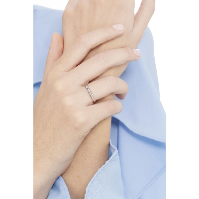 Anello Veretta in Oro bianco 18k con 5 diamanti ct. 0,15