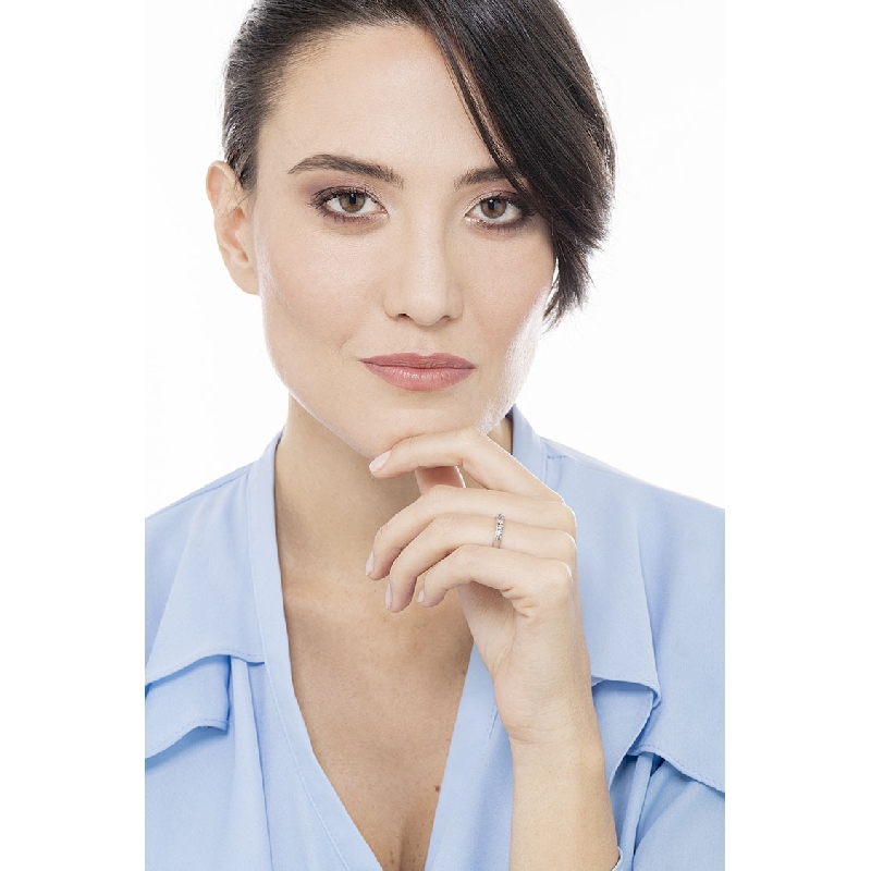 Anello Veretta a 5 pietre in Oro bianco 18k con diamanti, 0,25 ct