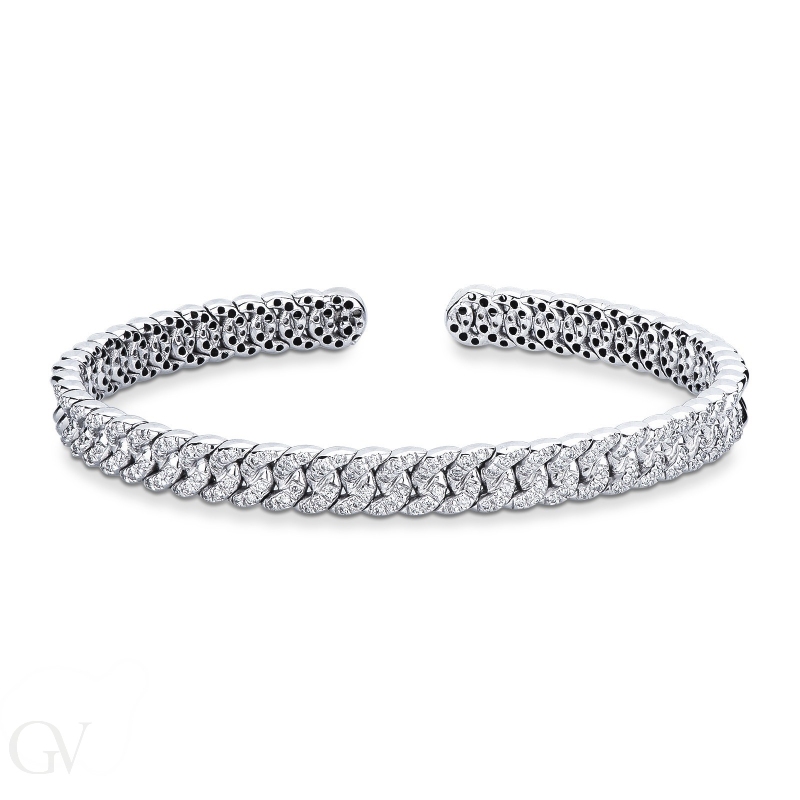 Spring groumette bracelet in white gold 18k with diamonds