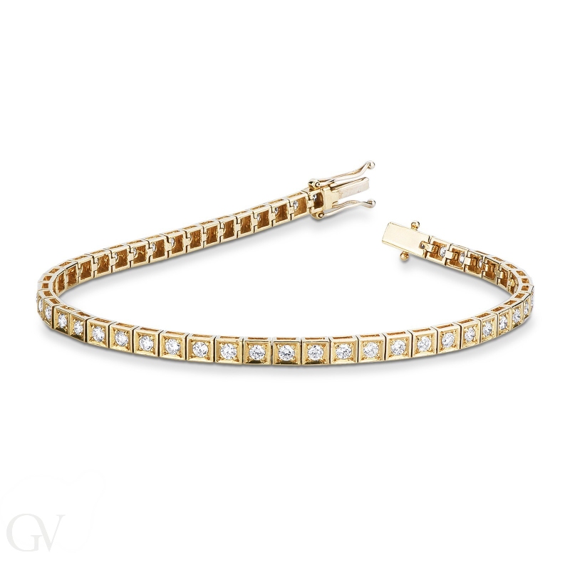 18k yellow gold, stylish tennis bracelet with diamonds