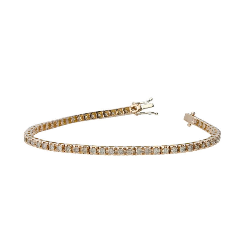 Bracciale tennis in oro rosa 750 con diamanti brown