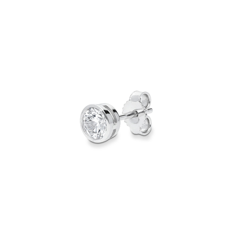 18k white gold single stud earring with zircon