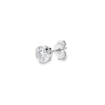 18k white gold single stud earring with zircon