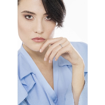 Anello Veretta a 5 pietre in Oro bianco 18k con diamanti, 0,40 ct