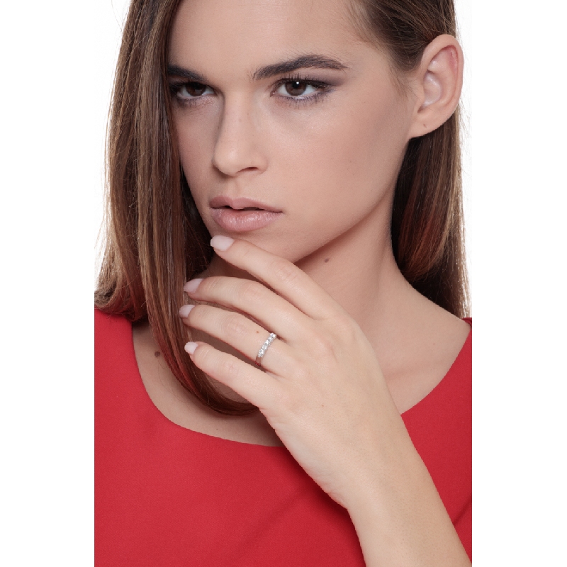 Anello Veretta a 5 pietre in Oro bianco 18k con diamanti ct. 0,45