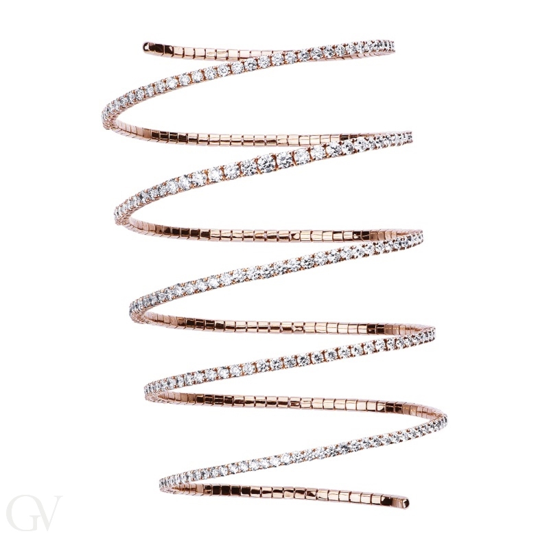 18k rose gold spring bracelet with diamonds