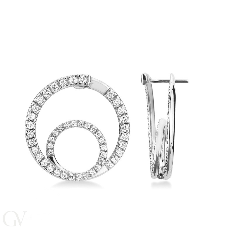 Double Hoop Earrings White Gold With Diamonds 