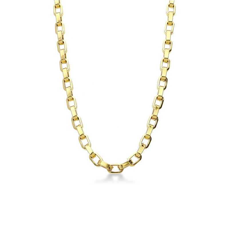 Collana da uomo in oro giallo 18k a catena, 60 cm