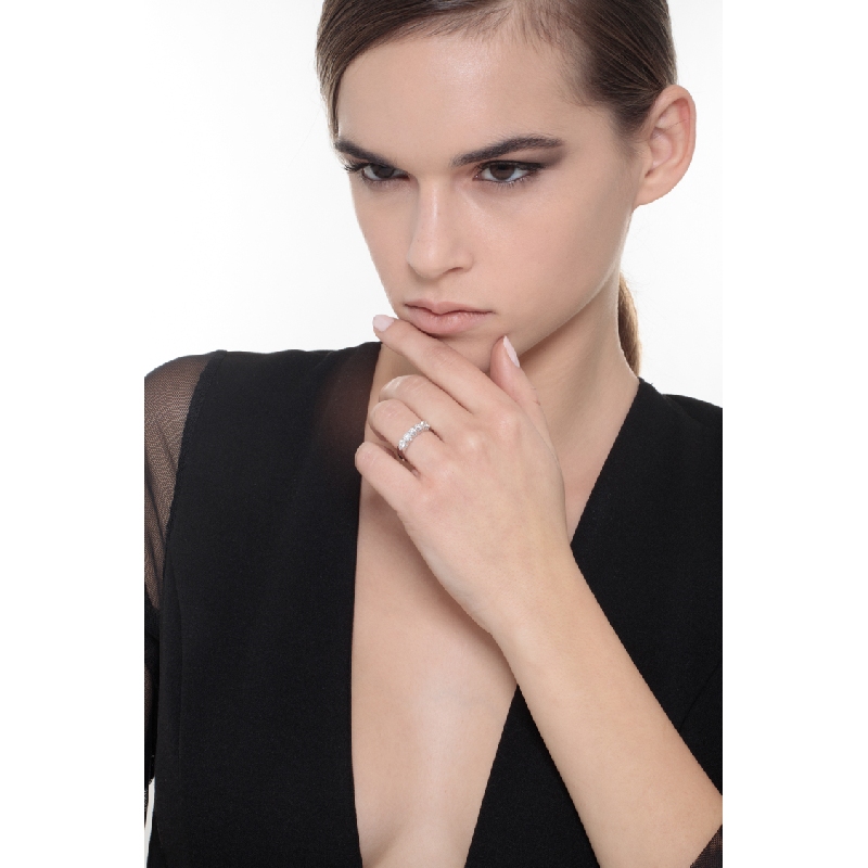 Anello Veretta a 5 pietre in Oro bianco 18k con Diamanti ct. 0,95