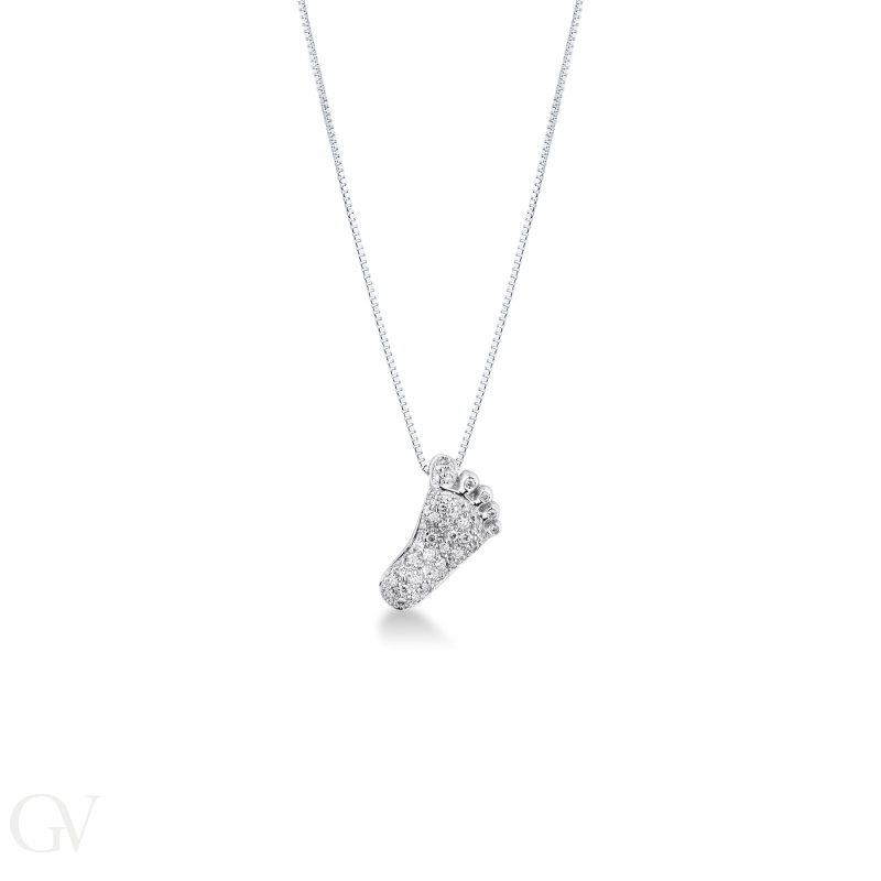 White gold 18k necklace with little foot in diamonds 