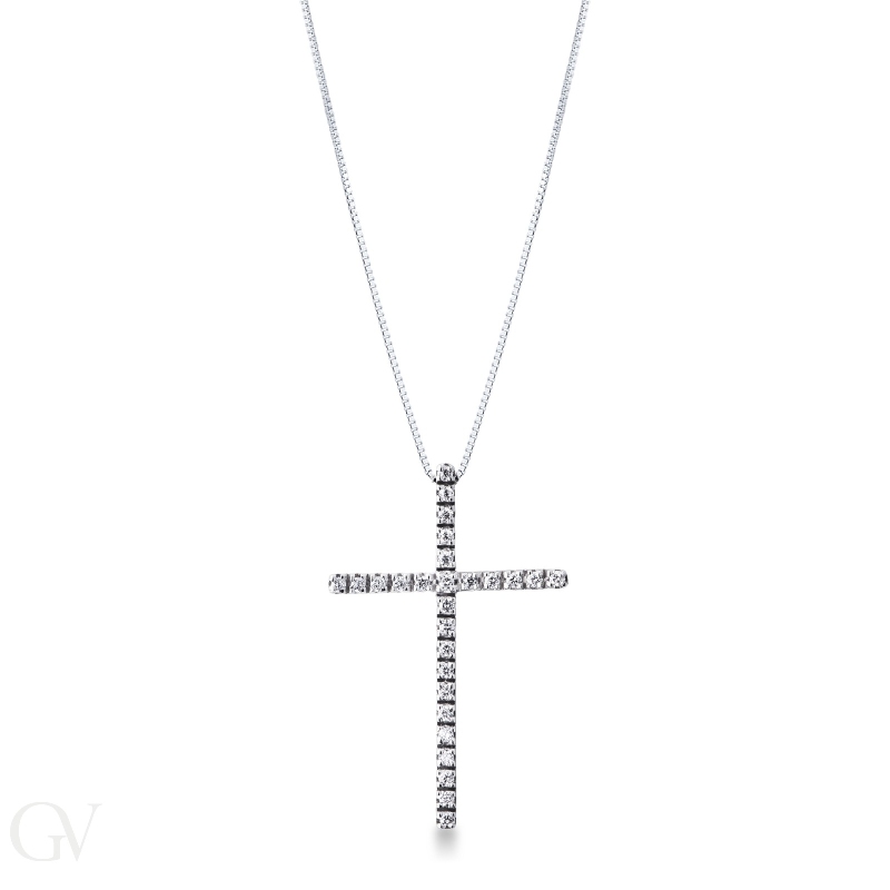 18k white gold cross pendant with diamonds 