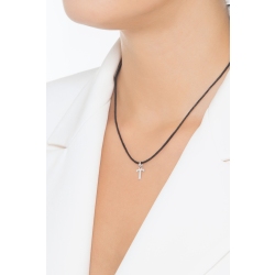 Ciondolo con lettera iniziale T stampello in oro bianco 18k 2