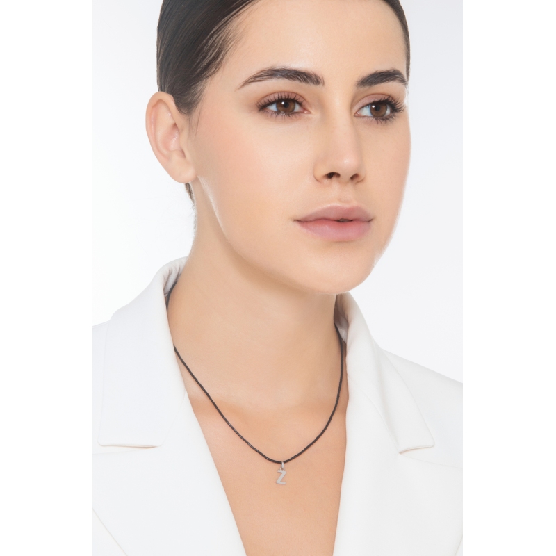 Ciondolo con lettera Z stampatello oro bianco 18k