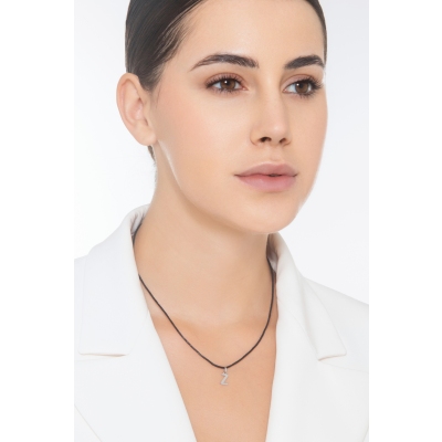 Ciondolo con lettera Z stampatello oro bianco 18k