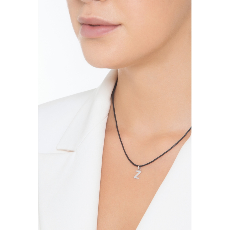 Ciondolo con lettera Z stampatello oro bianco 18k