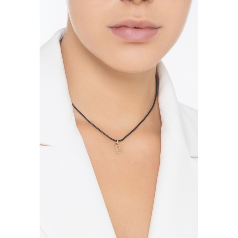 Ciondolo con lettera iniziale B stampatello in oro giallo 18k