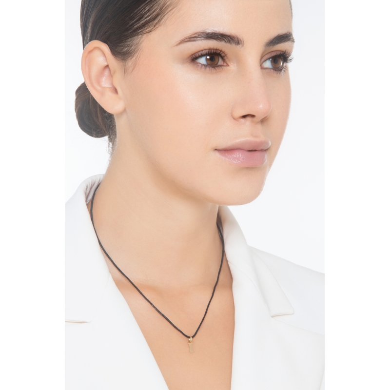 Ciondolo con lettera iniziale I stampatello in oro giallo 18k