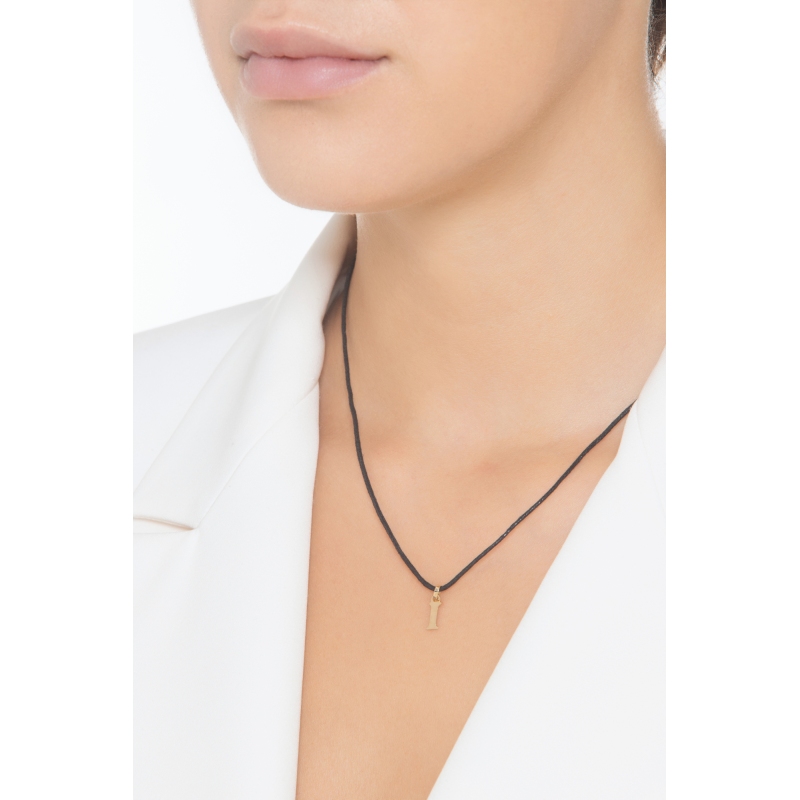 Ciondolo con lettera iniziale I stampatello in oro giallo 18k