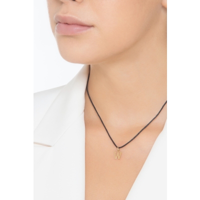 Ciondolo con lettera iniziale W stampatello in oro giallo 18k