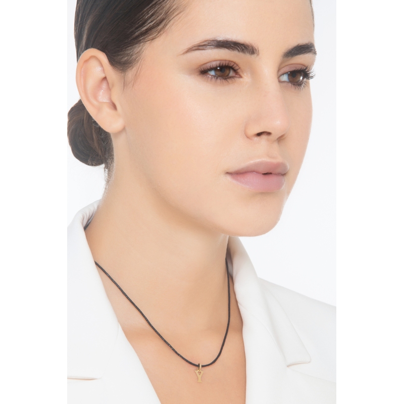 Ciondolo con lettera iniziale Y stampatello in oro giallo 18k