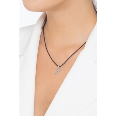 Ciondolo con lettera Y in corsivo in oro bianco 18k