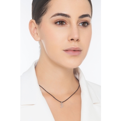 Ciondolo con lettera Z in corsivo in oro bianco 18k