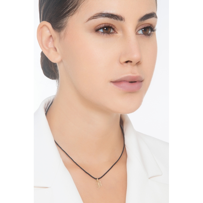 Ciondolo con lettera iniziale B corsivo in oro giallo 18k