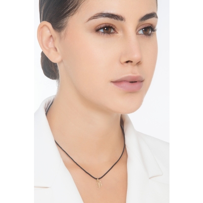 Ciondolo con lettera iniziale B corsivo in oro giallo 18k