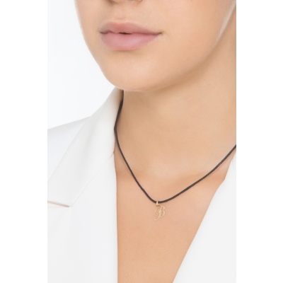 Ciondolo con lettera iniziale B corsivo in oro giallo 18k