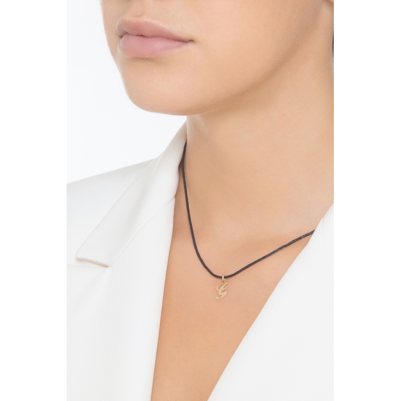 Ciondolo con lettera iniziale G corsivo in oro giallo 18k