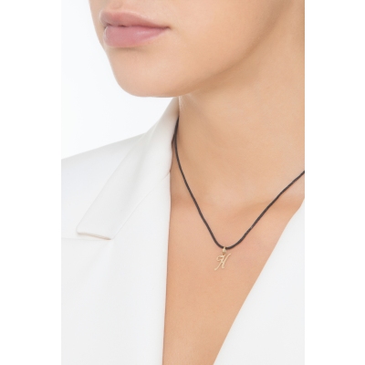 Ciondolo con lettera iniziale H corsivo in oro giallo 18k