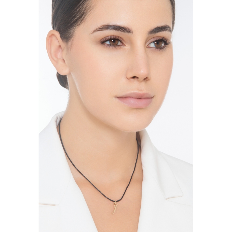 Ciondolo con lettera iniziale J corsivo in oro giallo 18k