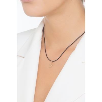 Ciondolo con lettera iniziale L corsivo in oro giallo 18k