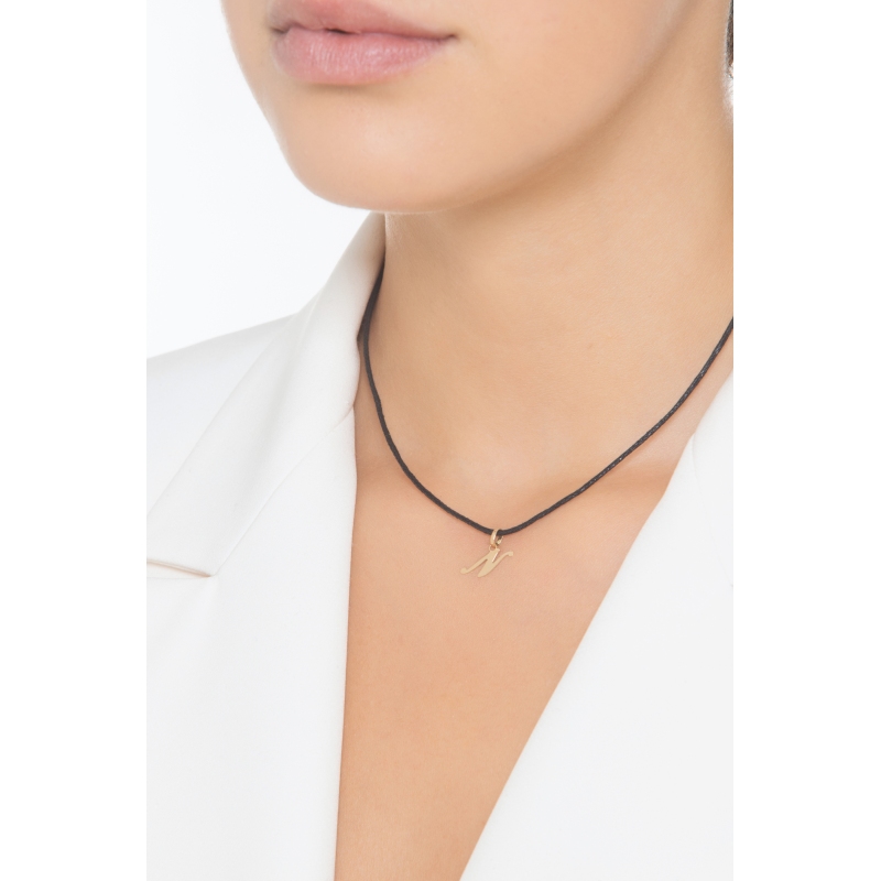 Pendant with initial letter N in italic in 18k yellow gold
