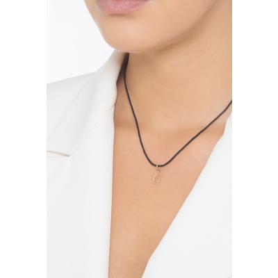 Ciondolo con lettera iniziale Q corsivo in oro giallo 18k