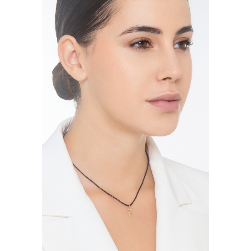 Ciondolo con lettera iniziale T corsivo in oro giallo 18k