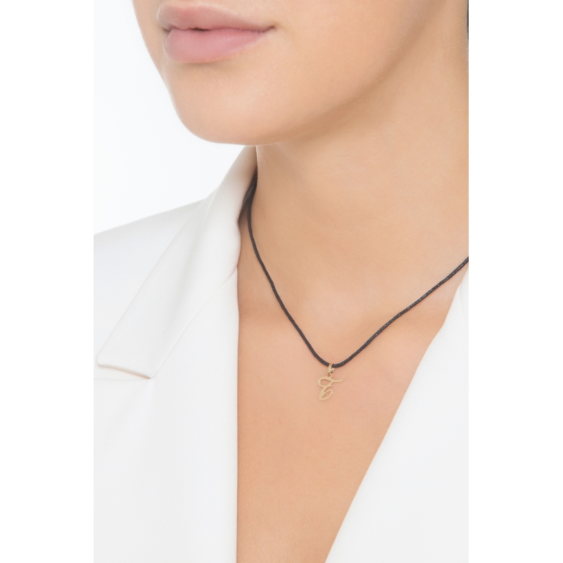 Ciondolo con lettera iniziale T corsivo in oro giallo 18k