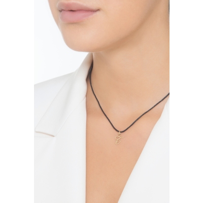 Ciondolo con lettera iniziale T corsivo in oro giallo 18k