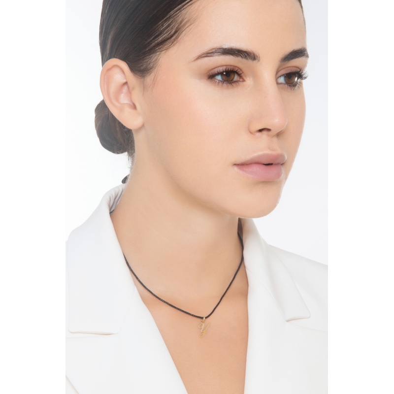 Ciondolo con lettera iniziale Y corsivo in oro giallo 18k