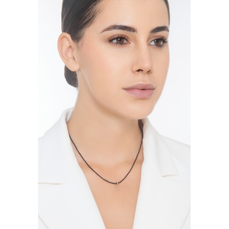 Ciondolo con lettera iniziale Z corsivo in oro giallo 18k