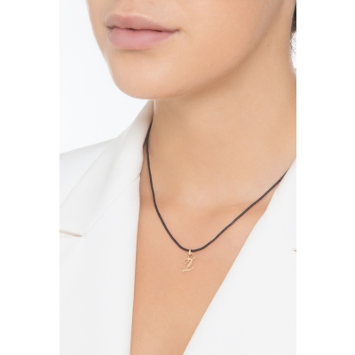 Ciondolo con lettera iniziale Z corsivo in oro giallo 18k